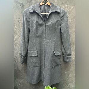 H&M SLEEK 3/4 LENGTH ZIP UP WOOL COAT SZ L